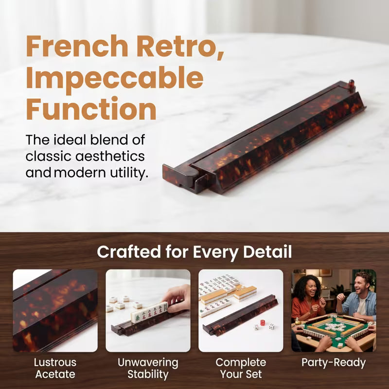 Tortoise Shell Mahjong Racks and Pushers Set - 4 pcs