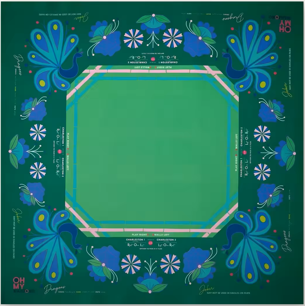Green Peacock Mahjong Mat