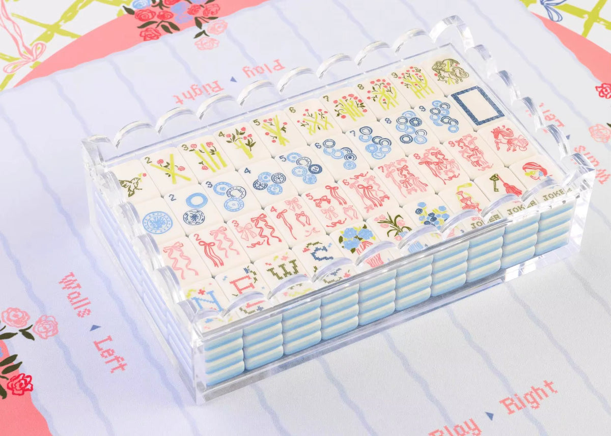 French Blue Mahjong Tiles Set 160pcs