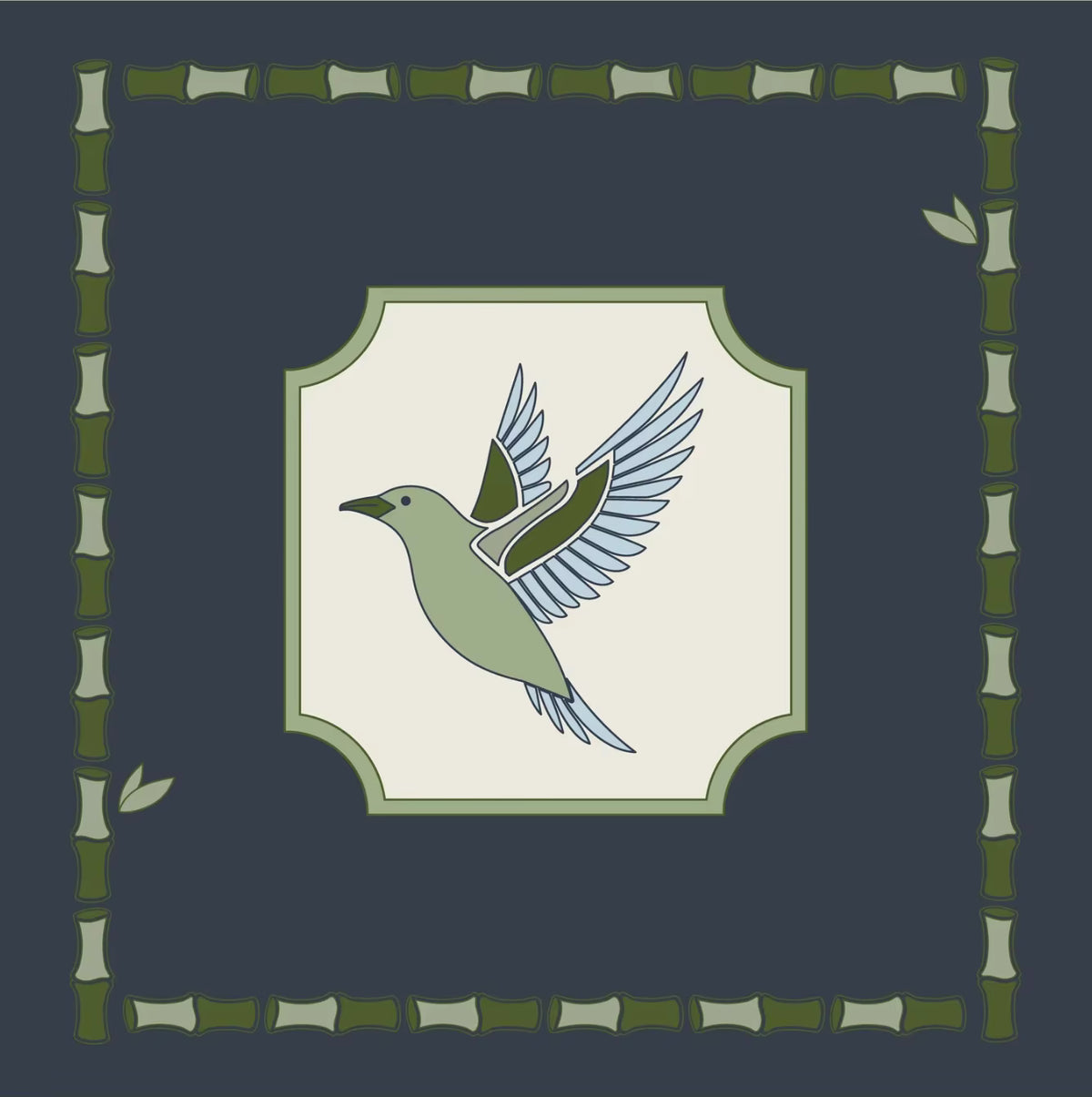 Deep Blue Birds Mahjong Mat