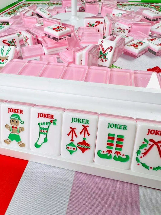 Pink Christmas Mahjong Tiles Set 160pcs