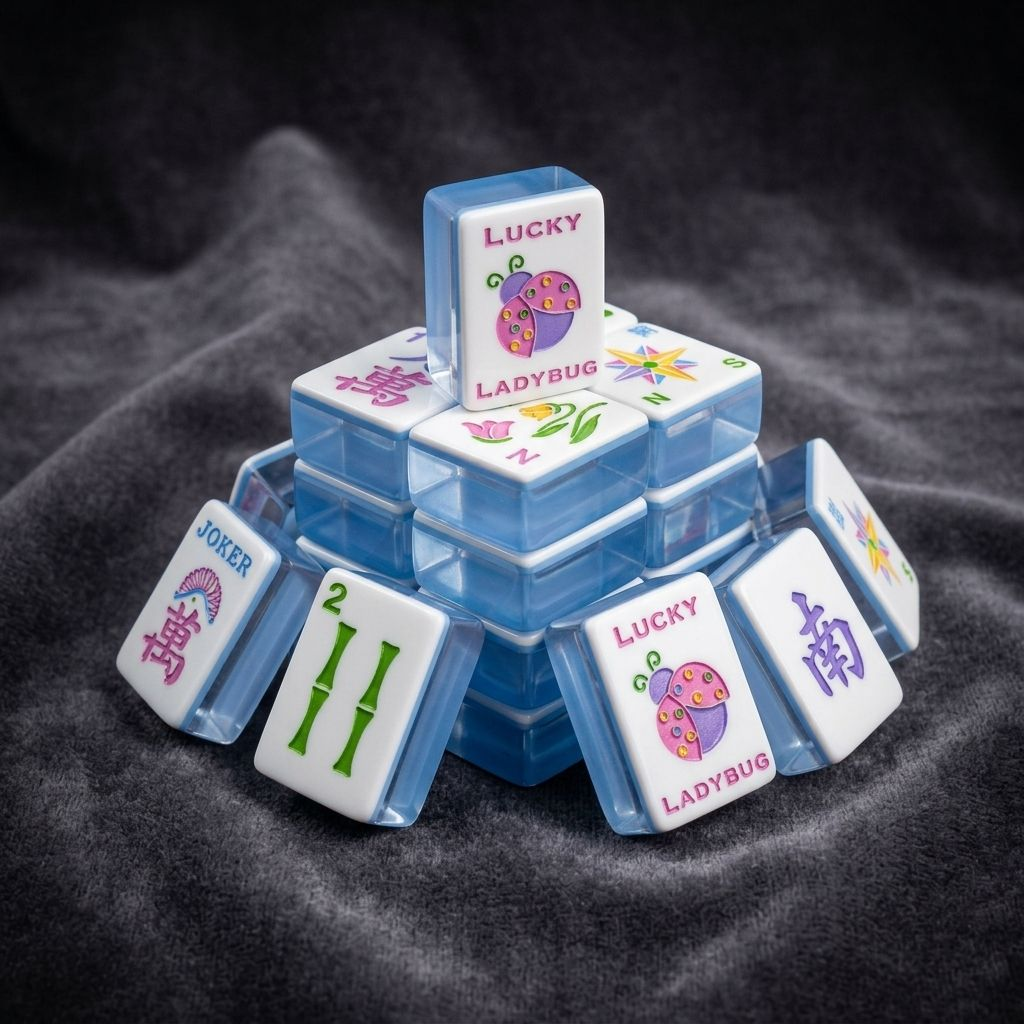 Lucky Blue Mahjong Tiles Set 160pcs