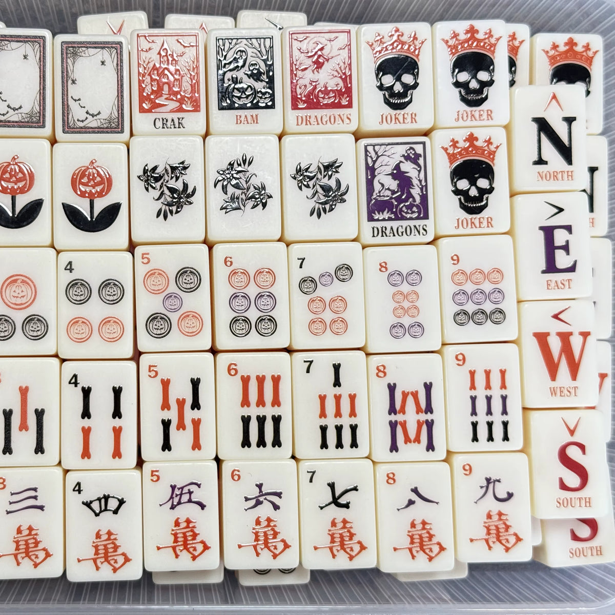 Glow in the Dark Halloween Skull Mahjong Tiles Set 160pcs
