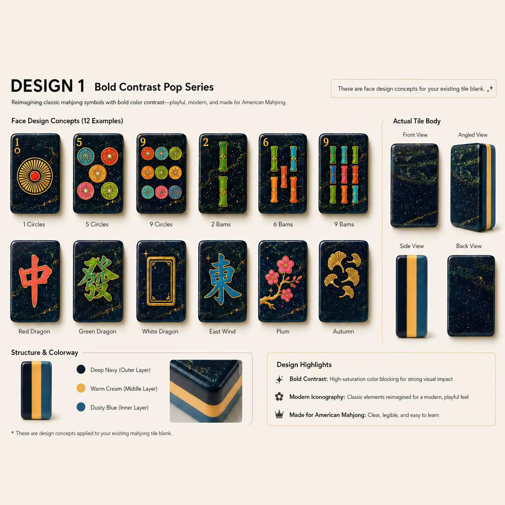 Galaxy Glitter in Mahjong Tiles and Mat Set