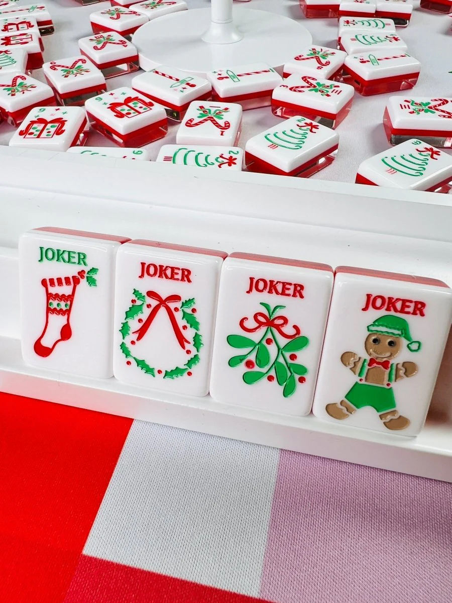 Red Christmas Mahjong Tiles Set 160pcs