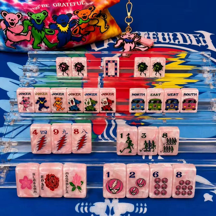 Pink Pearl Bear Mahjong Tiles Set 160pcs