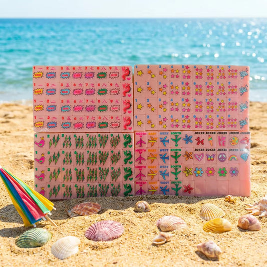 Pink Vintage Fun Mahjong Tiles Set 160pcs