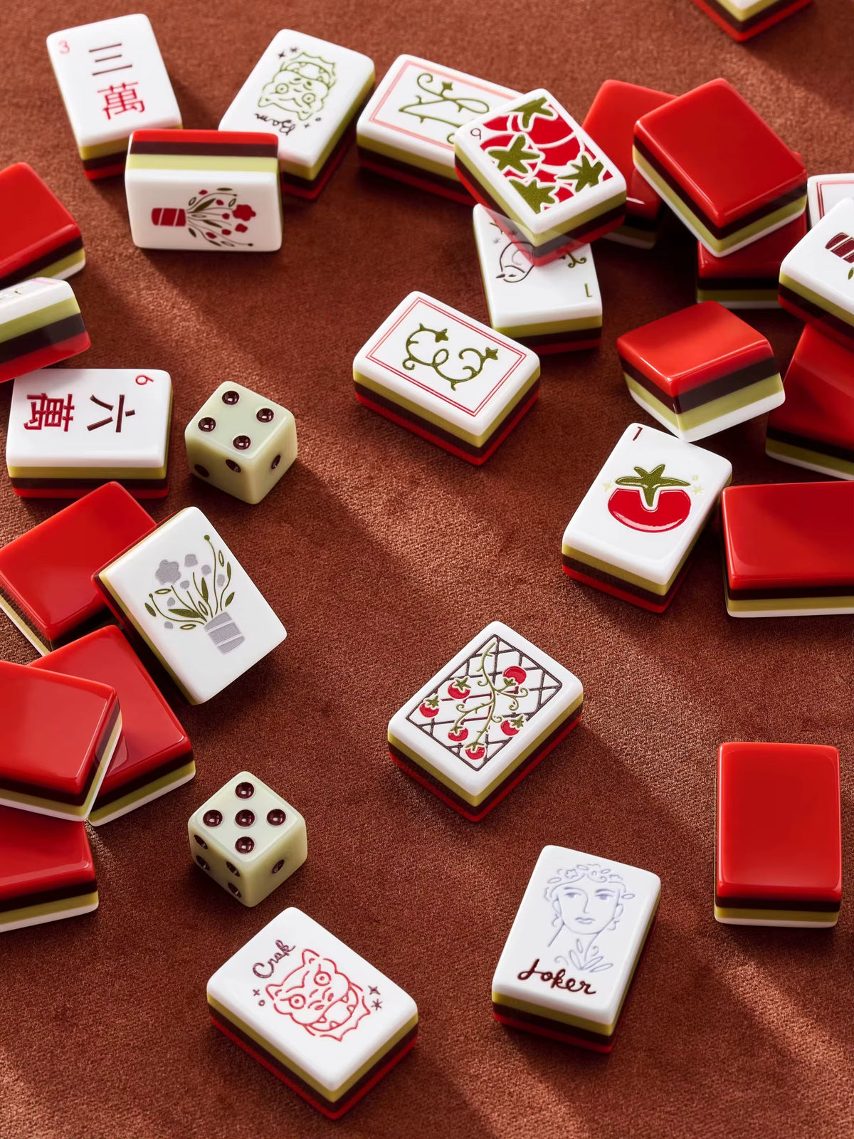 Pretty Red Mahjong Tiles Set 160pcs