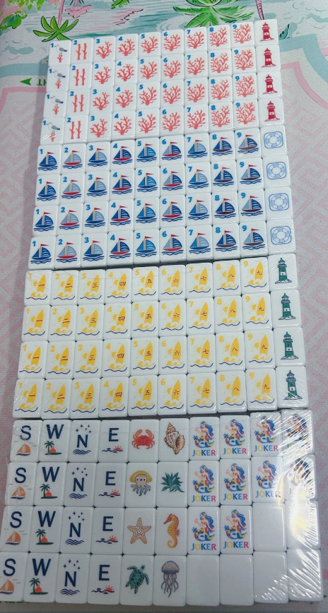 Deep Sea Ocean in Mahjong Tiles and Mat Set