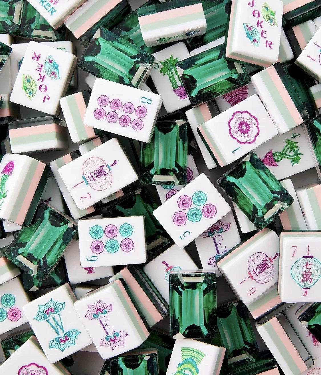 Green Gems Mahjong Tiles Set 160pcs
