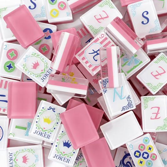 Clear Pink Mahjong Tiles Set 160pcs