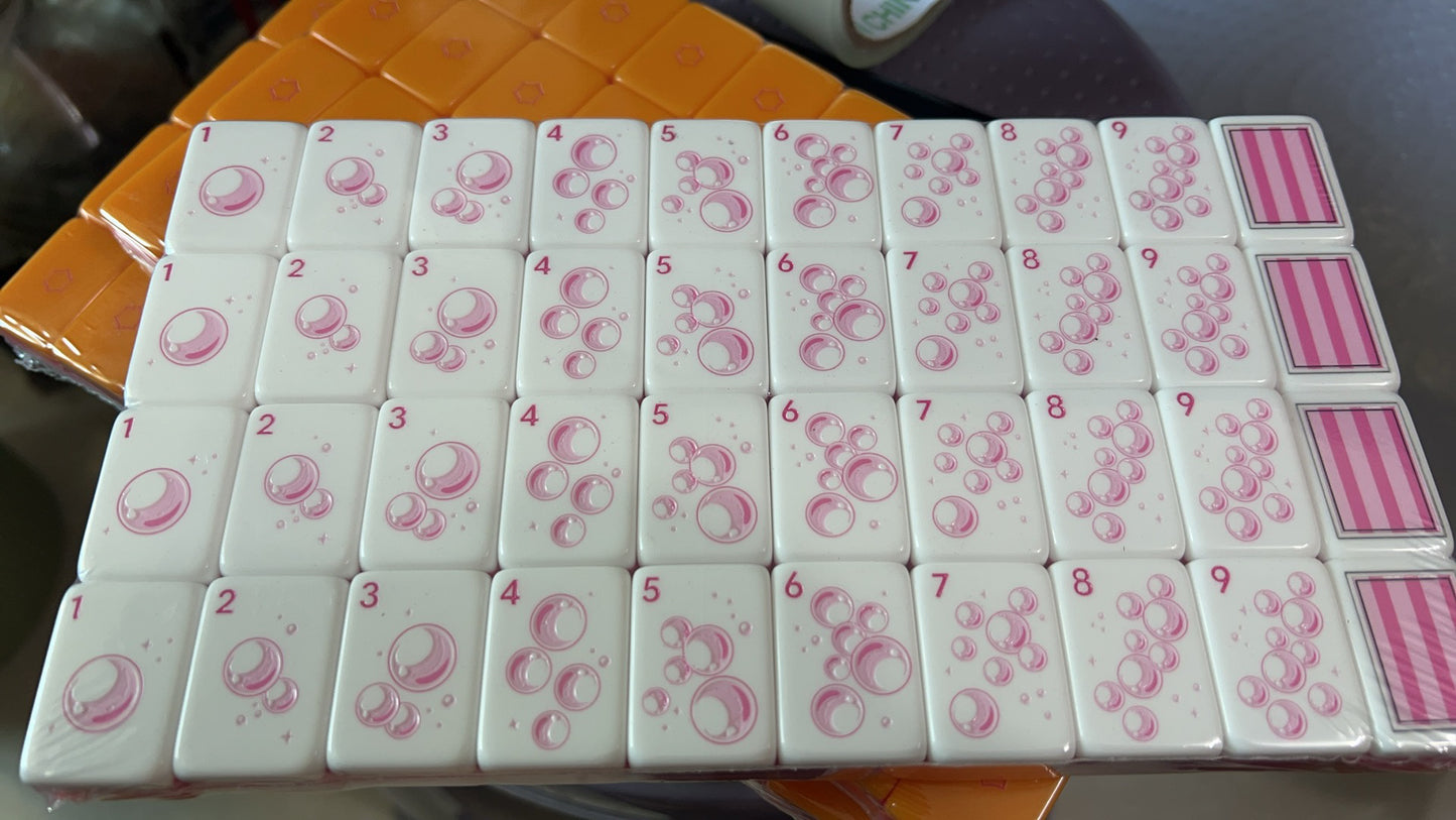 Champagne Orange Mahjong Tiles and Mat Set