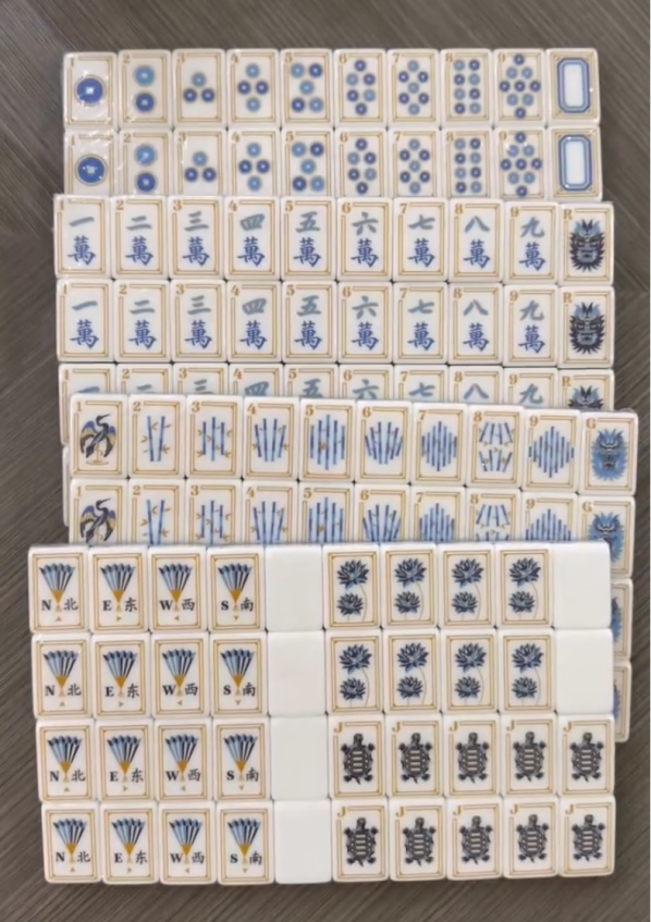 Deep Navy Mahjong Tiles Set 160pcs