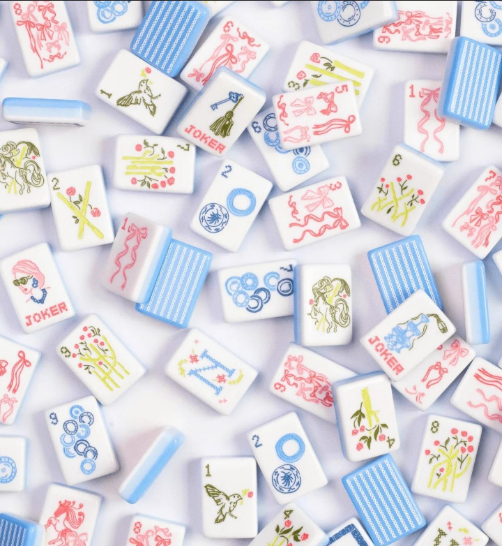 French Blue Mahjong Tiles Set 160pcs