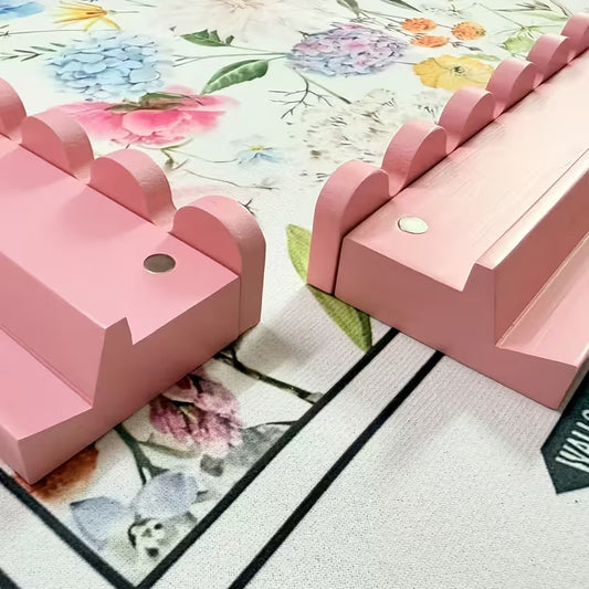 Solid Pink Mahjong Racks and Pushers Set - 4 pcs