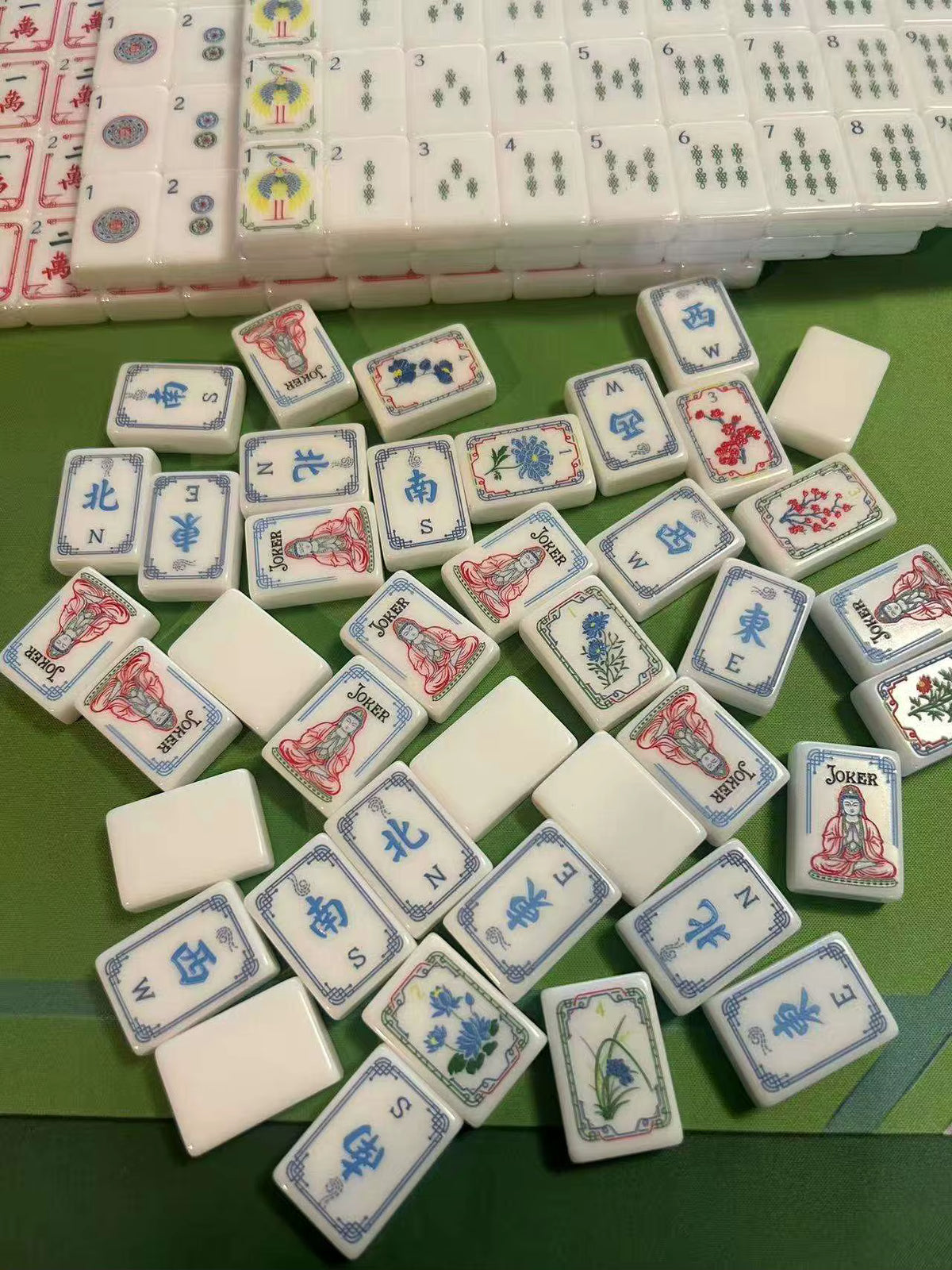 Chinese Lotus Mahjong Tiles Set 160pcs