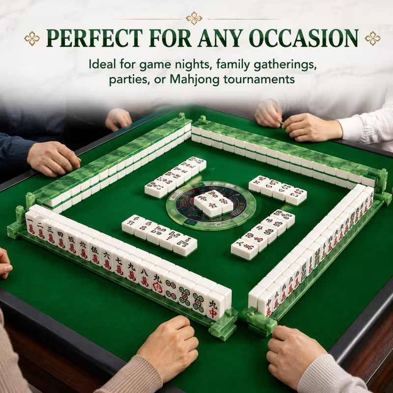 Jade Mahjong Racks and Pushers Set - 4 pcs