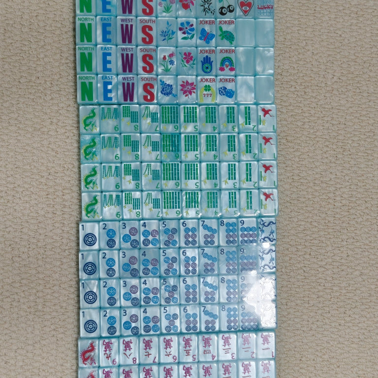 Pearl Blue Mahjong Tiles Set 160pcs