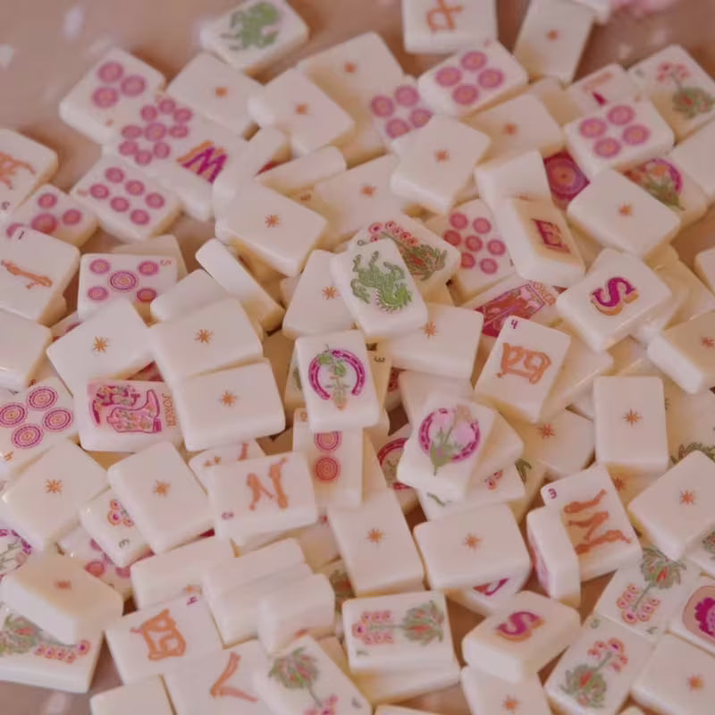 Pink Cowgirl Mahjong Tiles Set 160pcs
