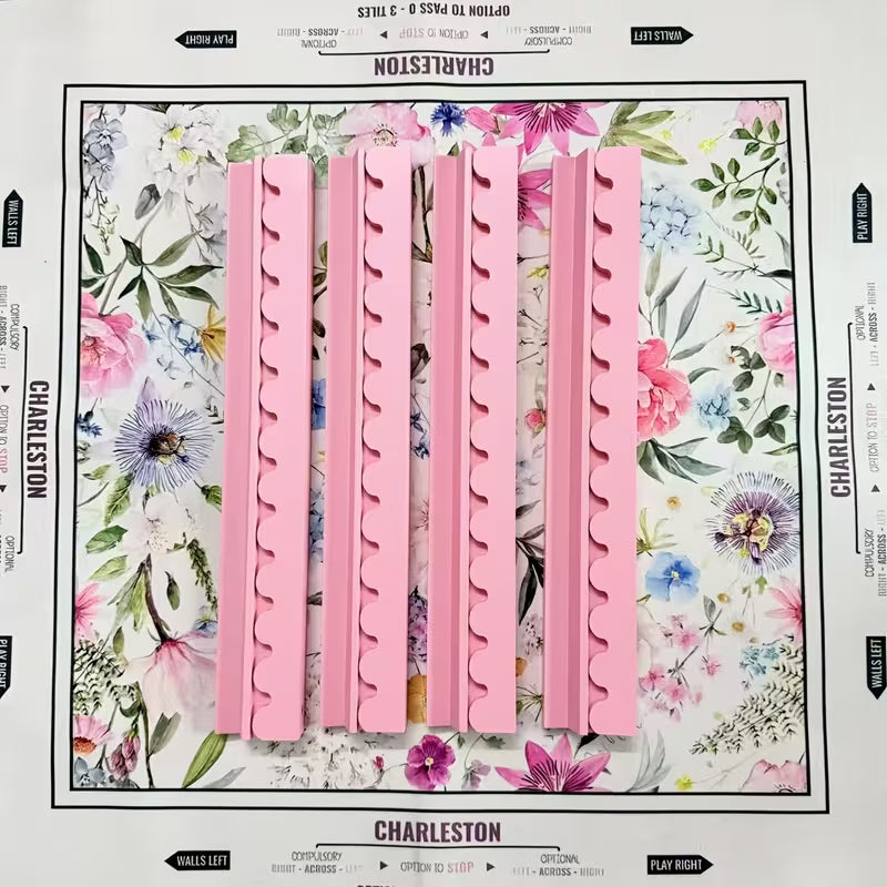 Solid Pink Mahjong Racks and Pushers Set - 4 pcs