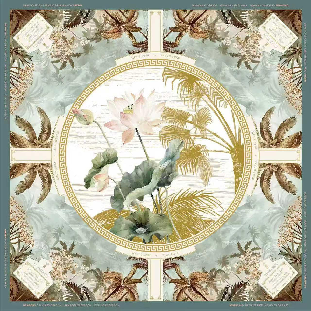 Beige Flowers Mahjong Mat