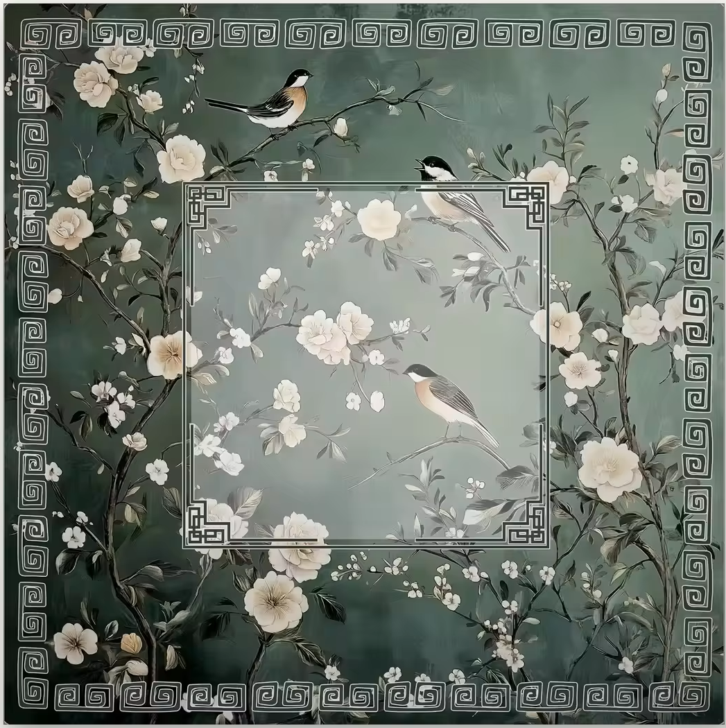 Green Birds Mahjong Mat