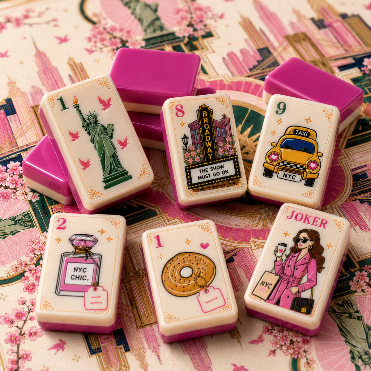 New York Diva in Mahjong Tiles and Mat Set