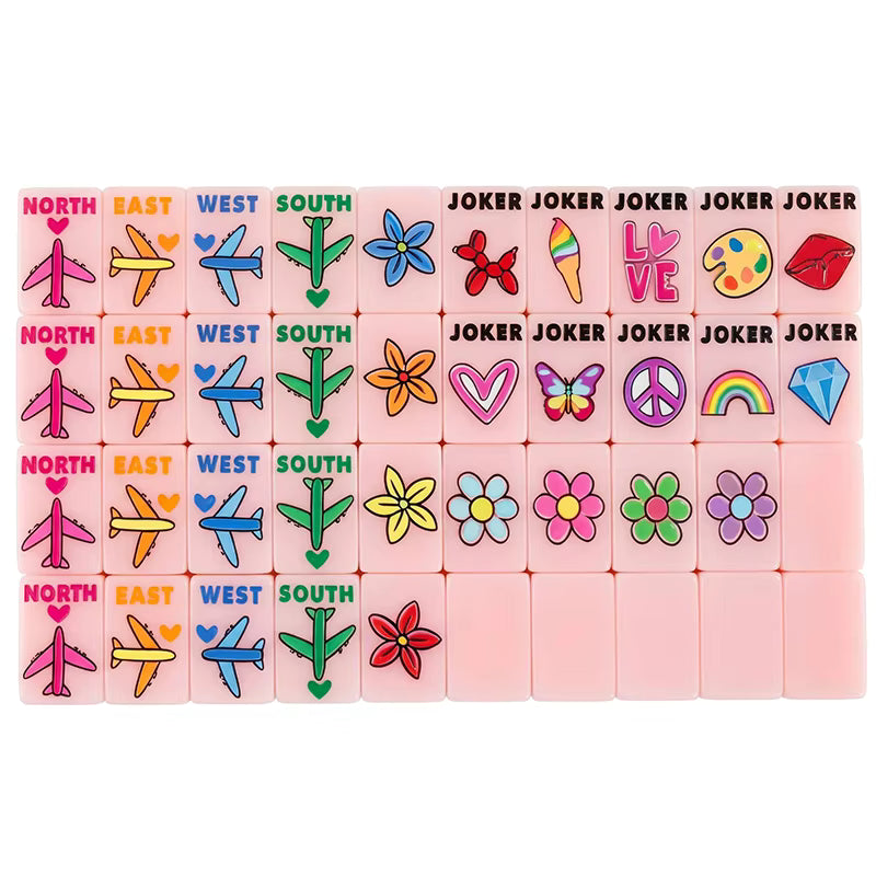 Pink Vintage Fun Mahjong Tiles Set 160pcs