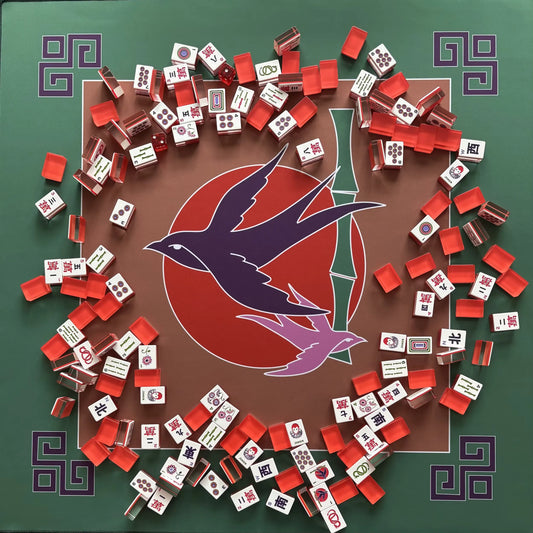 Lucky Red Mahjong Tiles and Mat Set