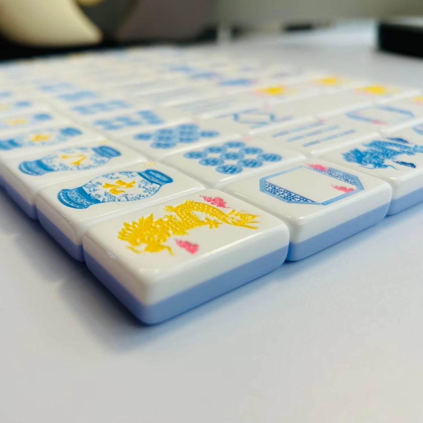 Pastel Blue Mahjong Tiles Set 160pcs