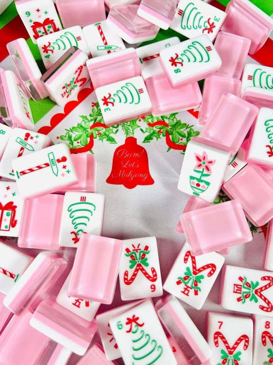 Pink Christmas Mahjong Tiles Set 160pcs