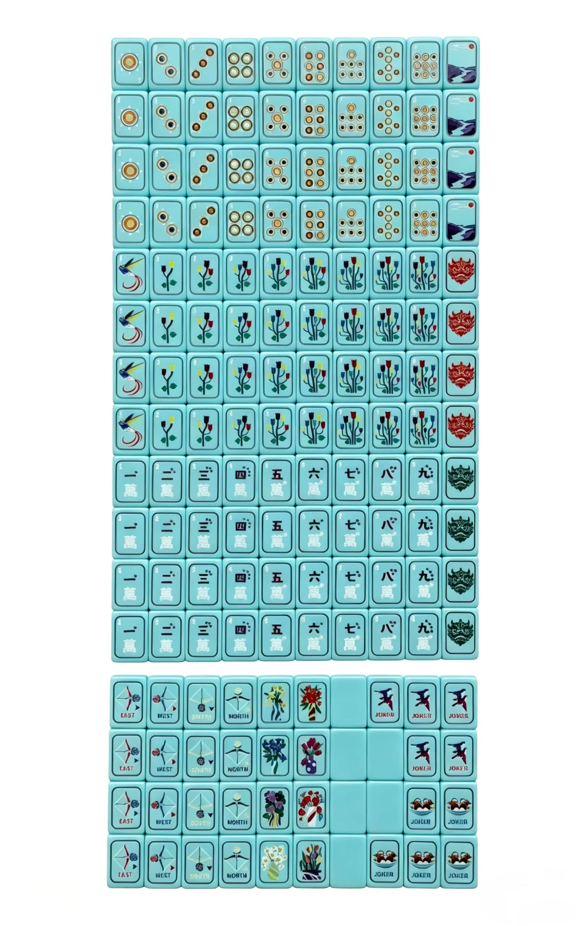 Light Blue Mahjong Tiles Set 160pcs