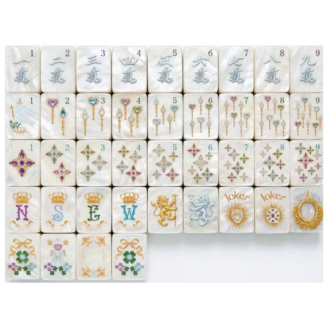 White Pearl Mahjong Tiles Set 160pcs