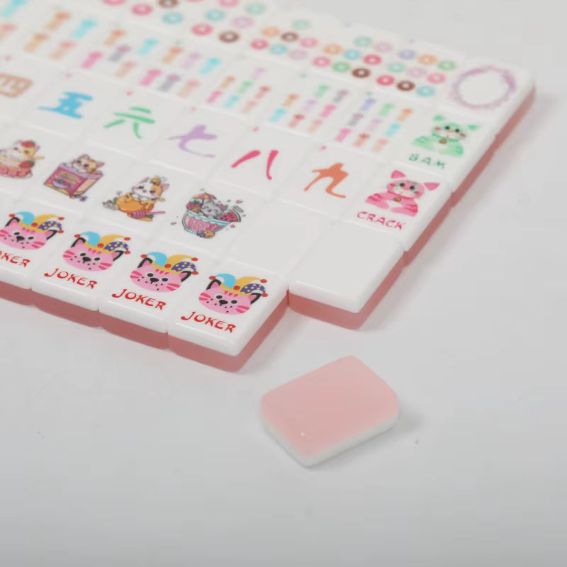 Cute Pink Jelly Mahjong Tiles Set 160pcs