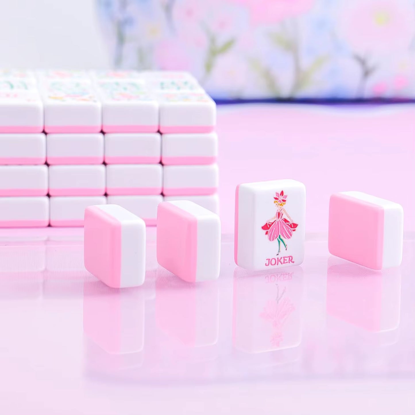 Feminine Pink Mahjong Tiles Set 160pcs