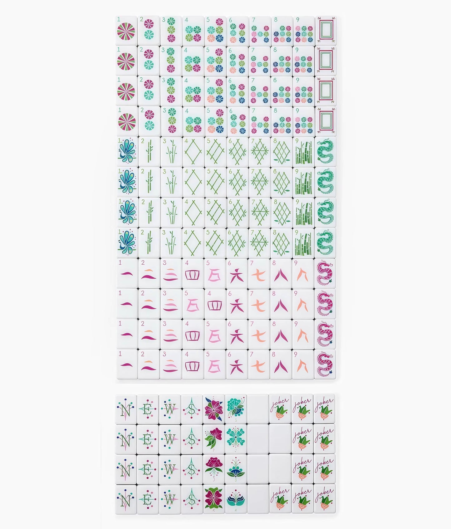 Hot Pink Mahjong Tiles Set 160pcs