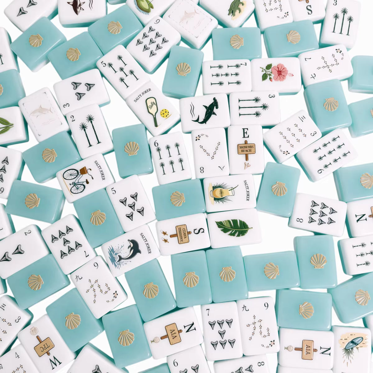 Summer Blue Mahjong Tiles Set 160pcs