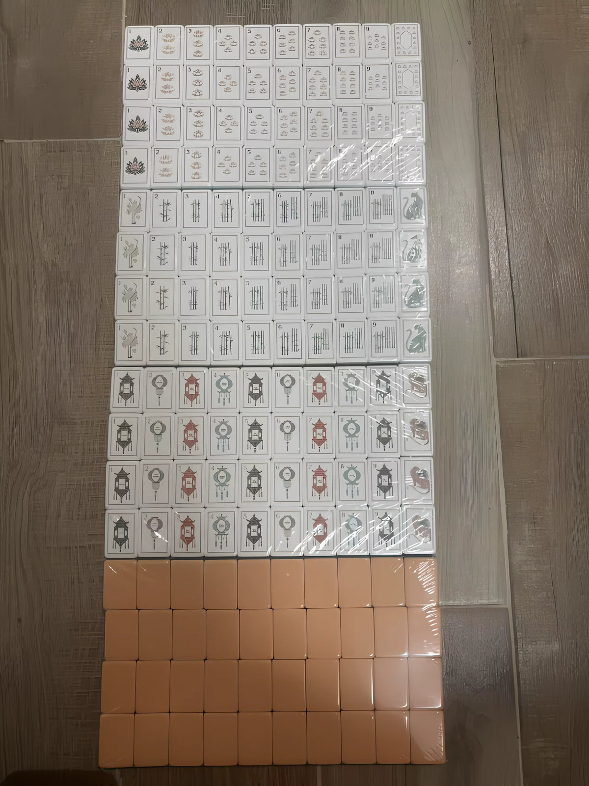 Minimalist Peach Mahjong Tiles and Mat Set