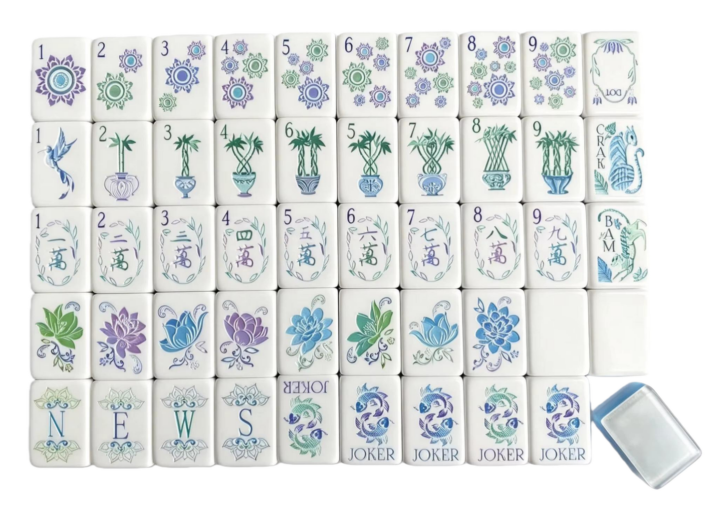 Ice Blue Mahjong Tiles Set 160pcs