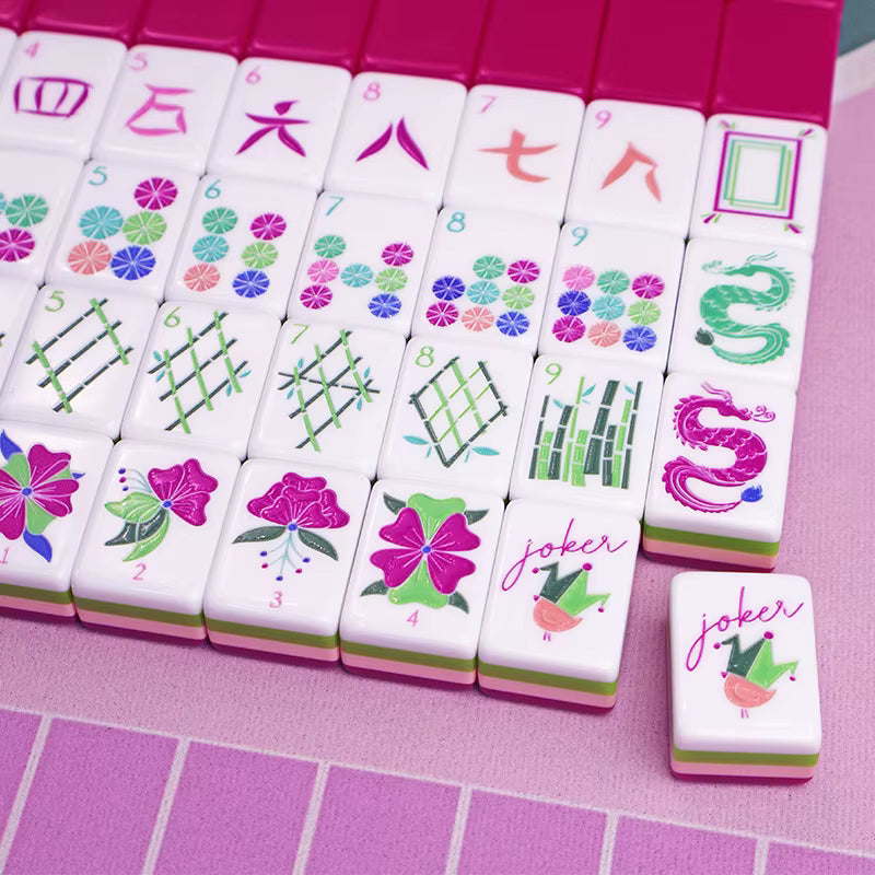 Hot Pink Mahjong Tiles Set 160pcs