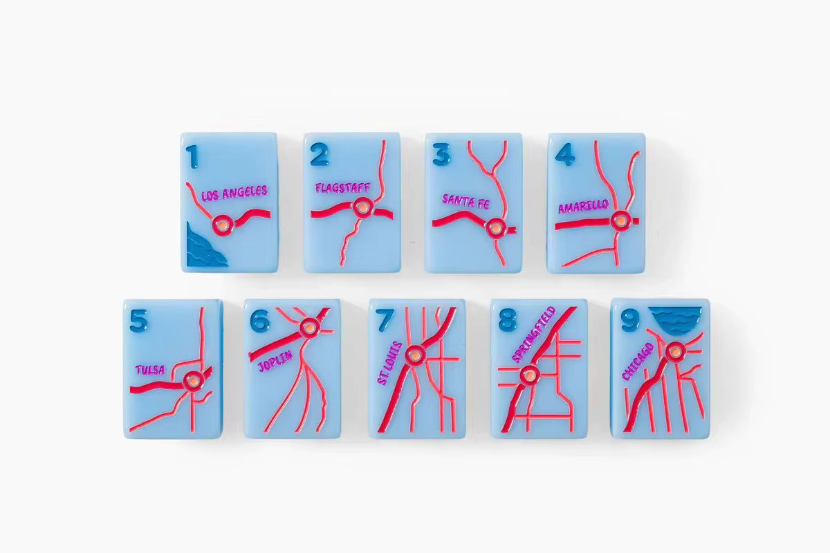Blue USA Mahjong Tiles Set 160pcs
