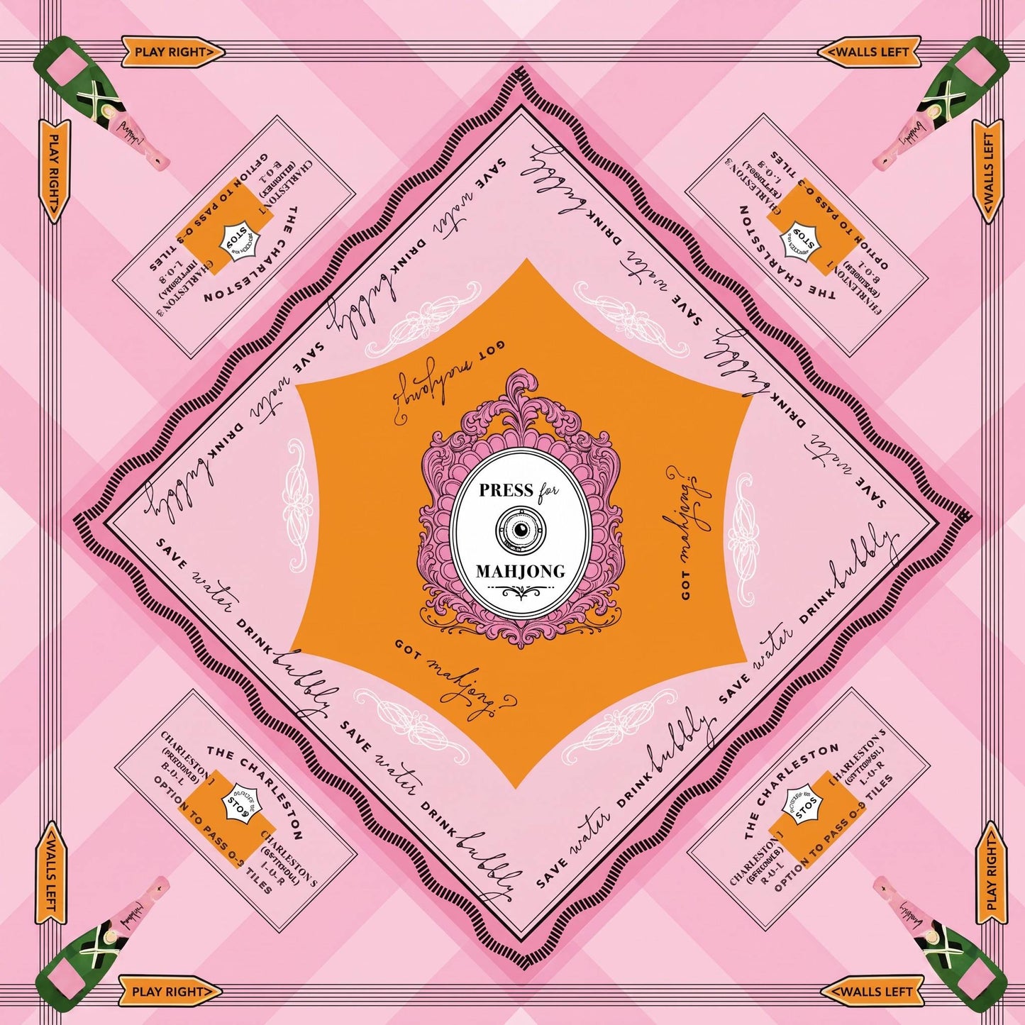Champagne Orange Mahjong Tiles and Mat Set