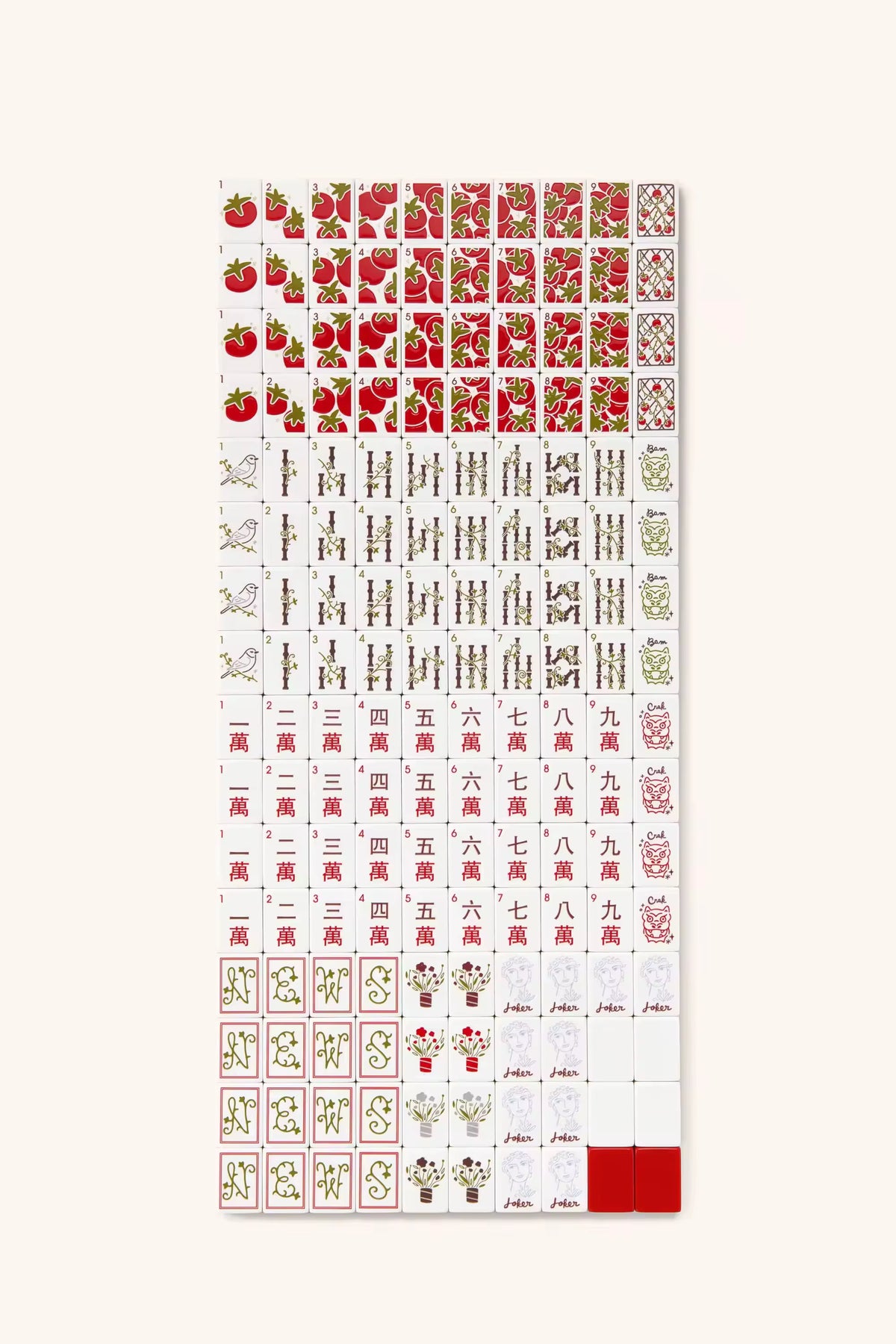 Pretty Red Mahjong Tiles Set 160pcs