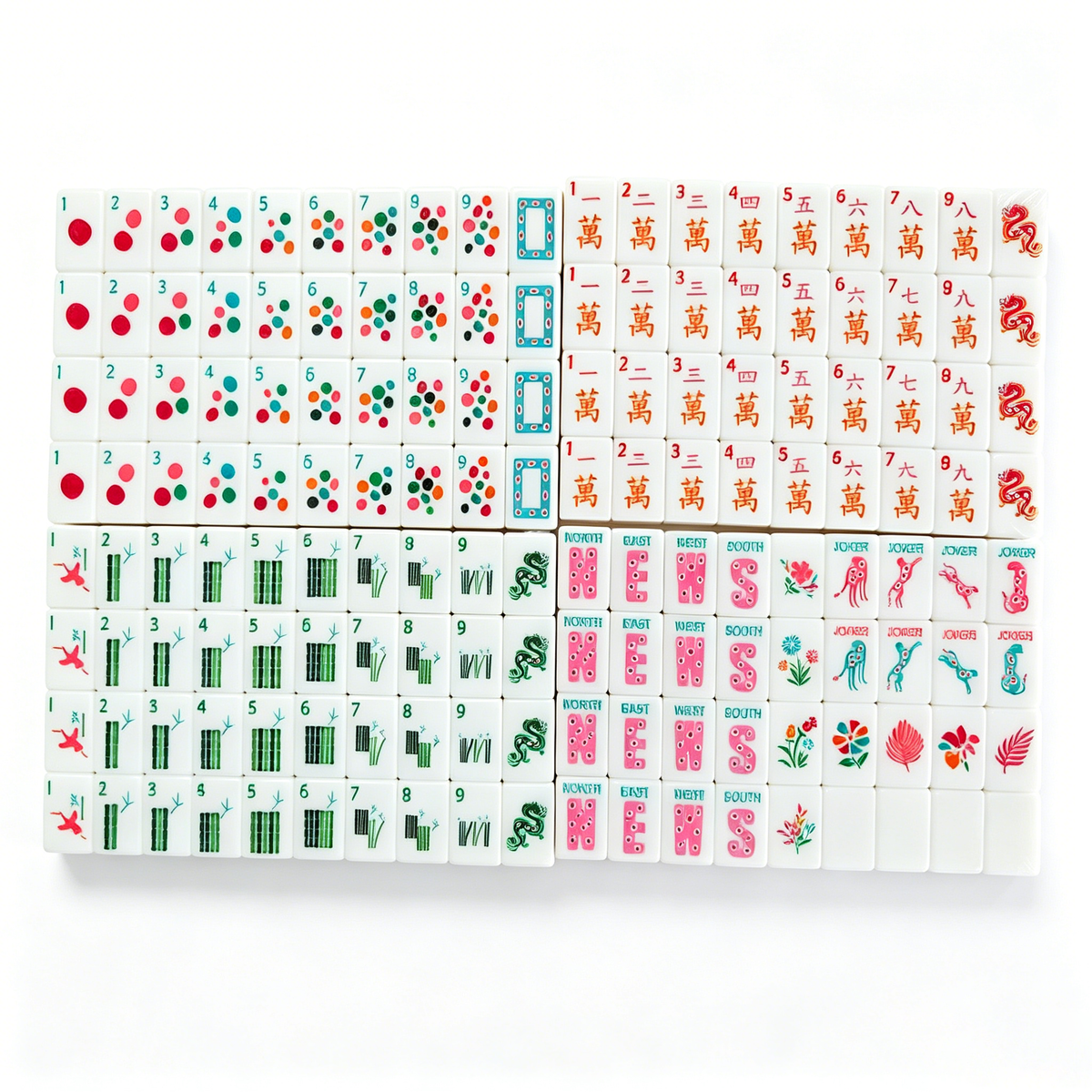 White Safari Mahjong Tiles Set 160pcs