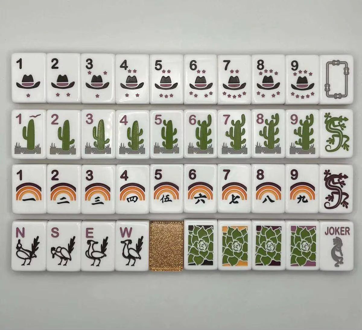 Gold Desert Mahjong Tiles and Mat Set