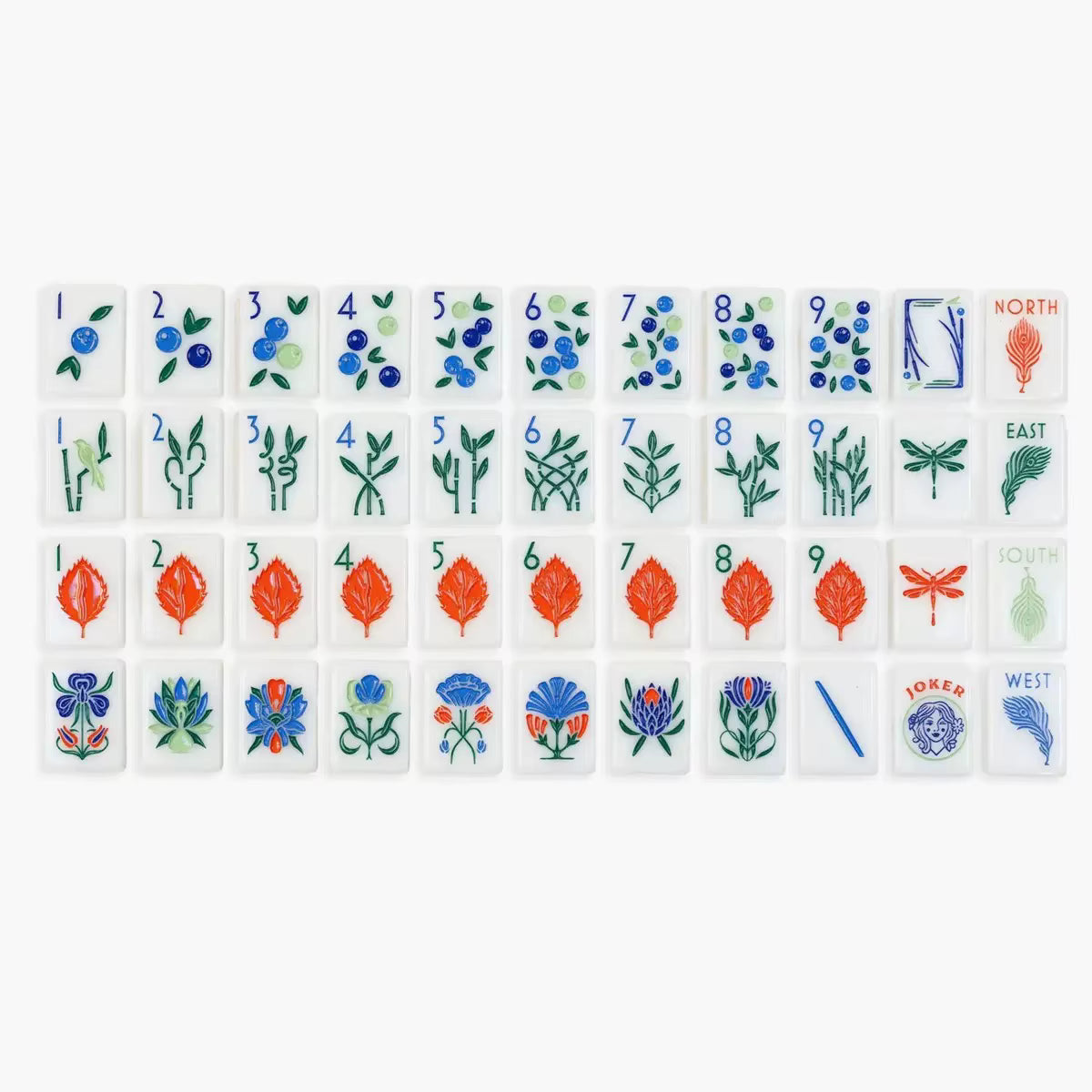 White Flowers Mahjong Tiles Set 160pcs