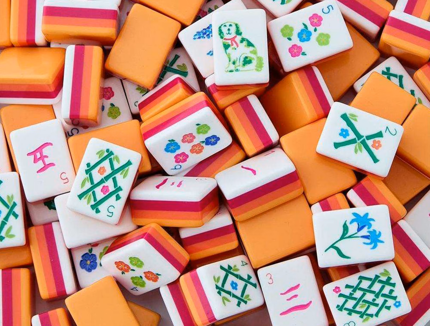 Vibrant Orange Mahjong Tiles Set 160pcs