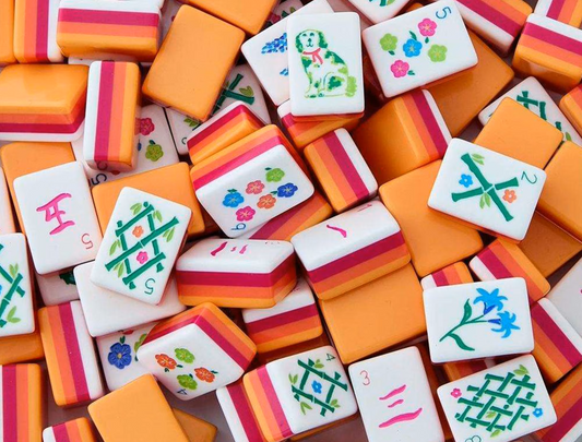 Vibrant Orange Mahjong Tiles Set 160pcs