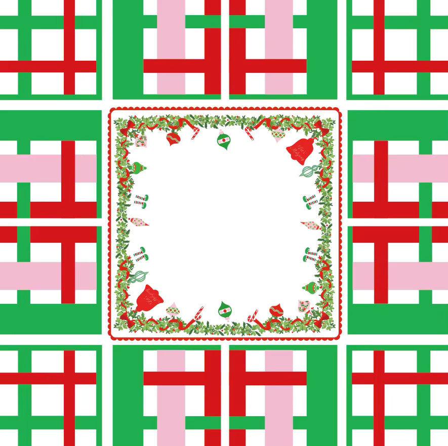 Red Christmas Mahjong Tiles and Mat Set