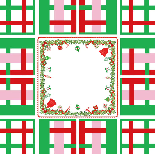 Red Christmas Mahjong Tiles and Mat Set